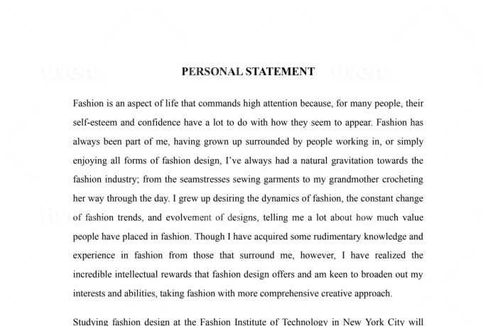 fashion design personal statement